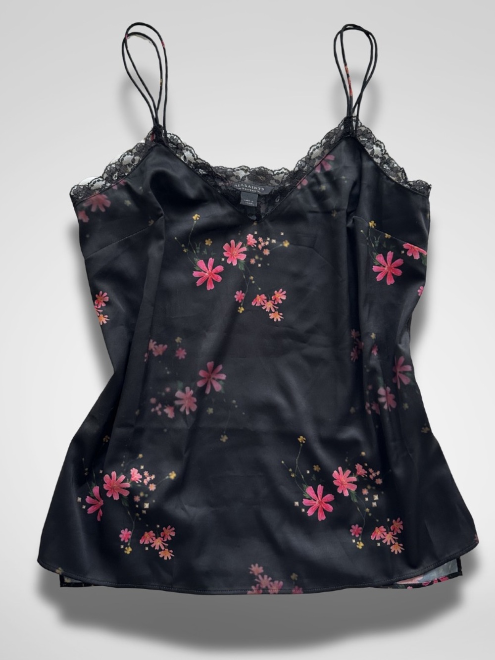 All Saints Black Floral Nia Solanio Top